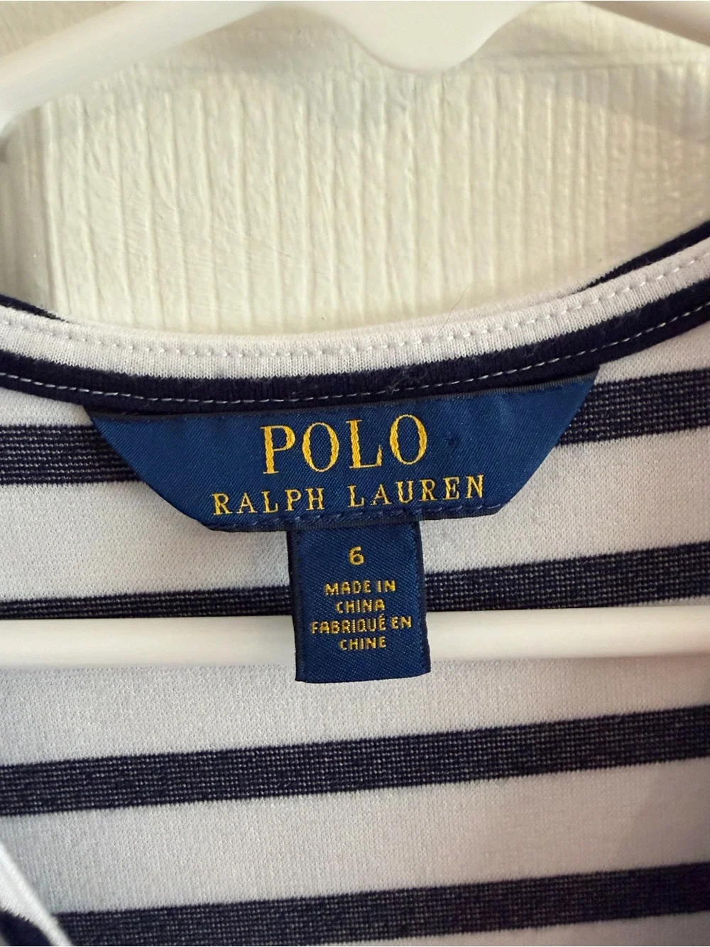 Polo by Ralph Lauren Girls Navy & White Striped Fit-and-Flare Dress - Size 6